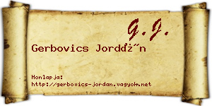 Gerbovics Jordán névjegykártya